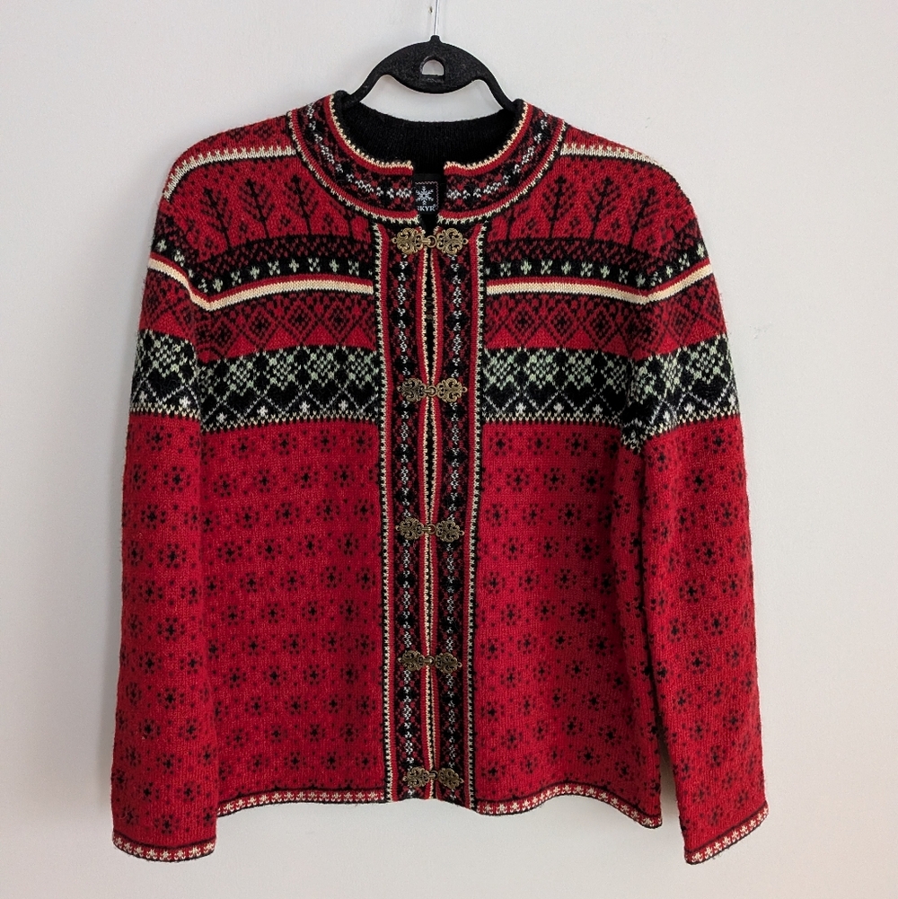 Vintage SKYR 100% Wool Nordic Cardigan size Medium